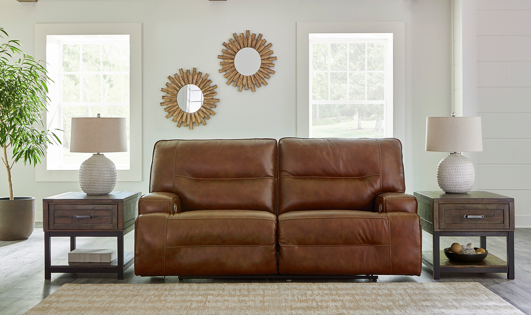 Francesca Leather Power Reclining Sofa in Brown with USB