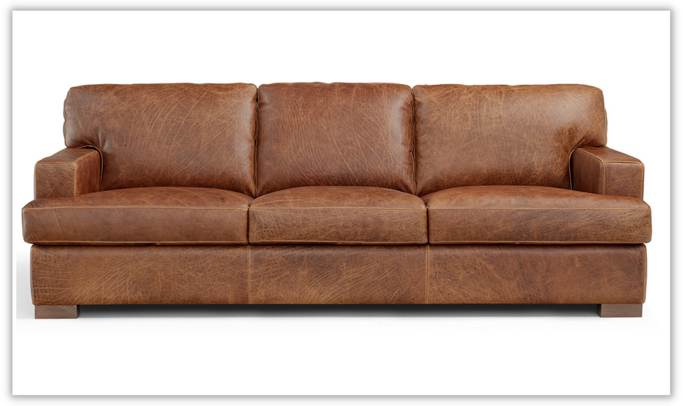 Franco 3-Seater Brown Leather Sofa with T-Type cushions