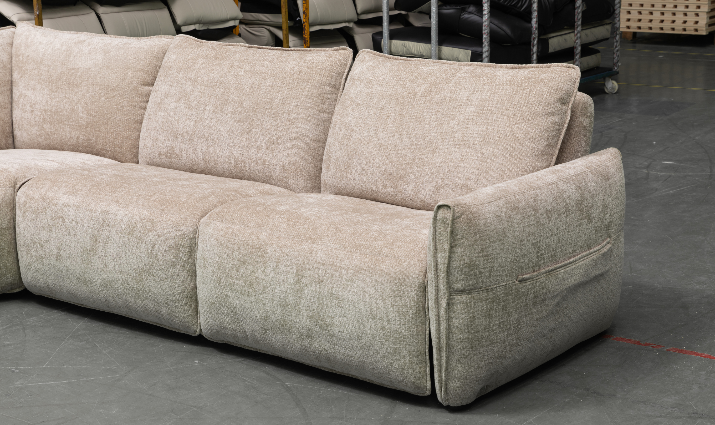 Klaussner Spazio Beige Fabric Sectional Sofa with USB Ports