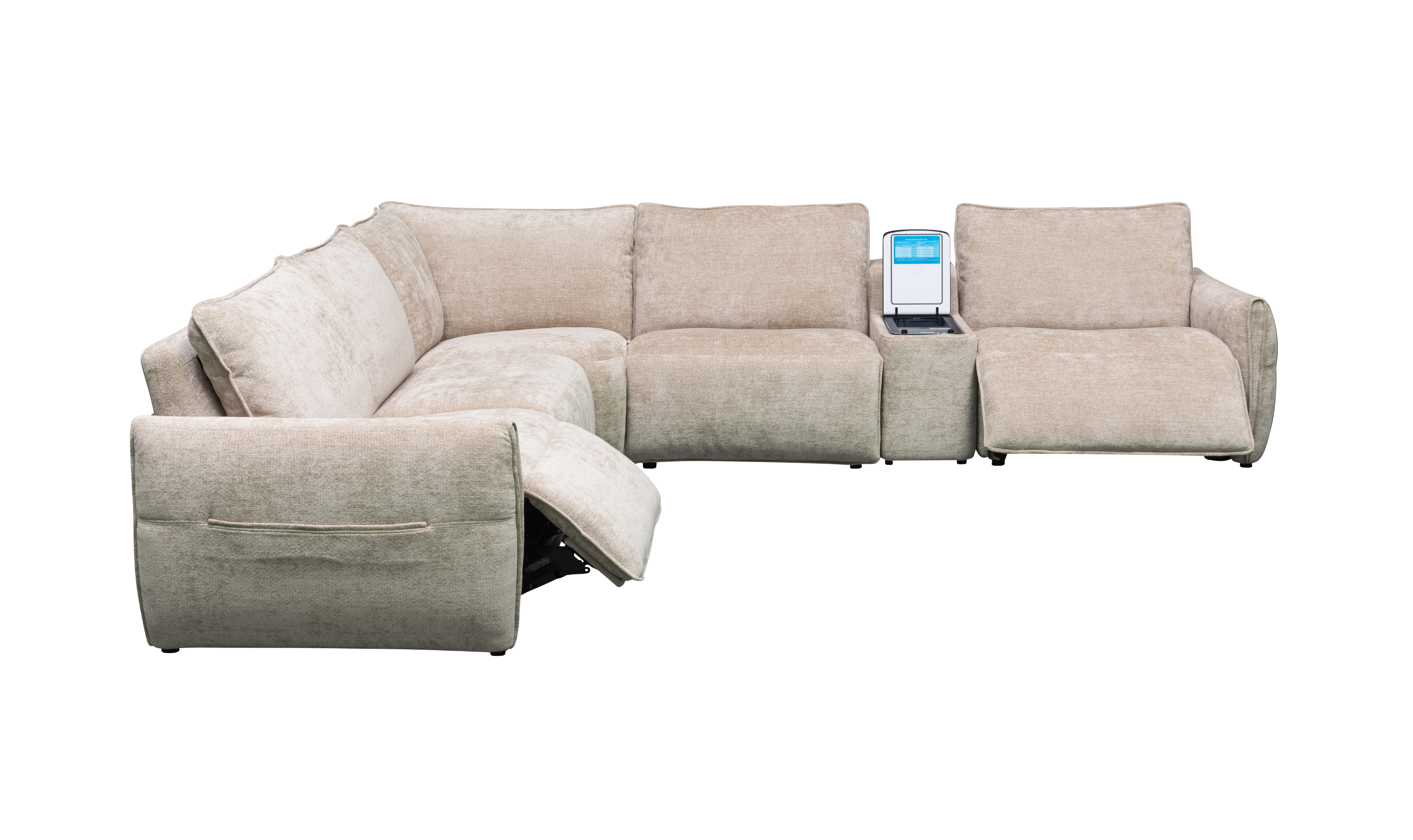 Klaussner Spazio Beige Fabric Sectional Sofa with USB Ports