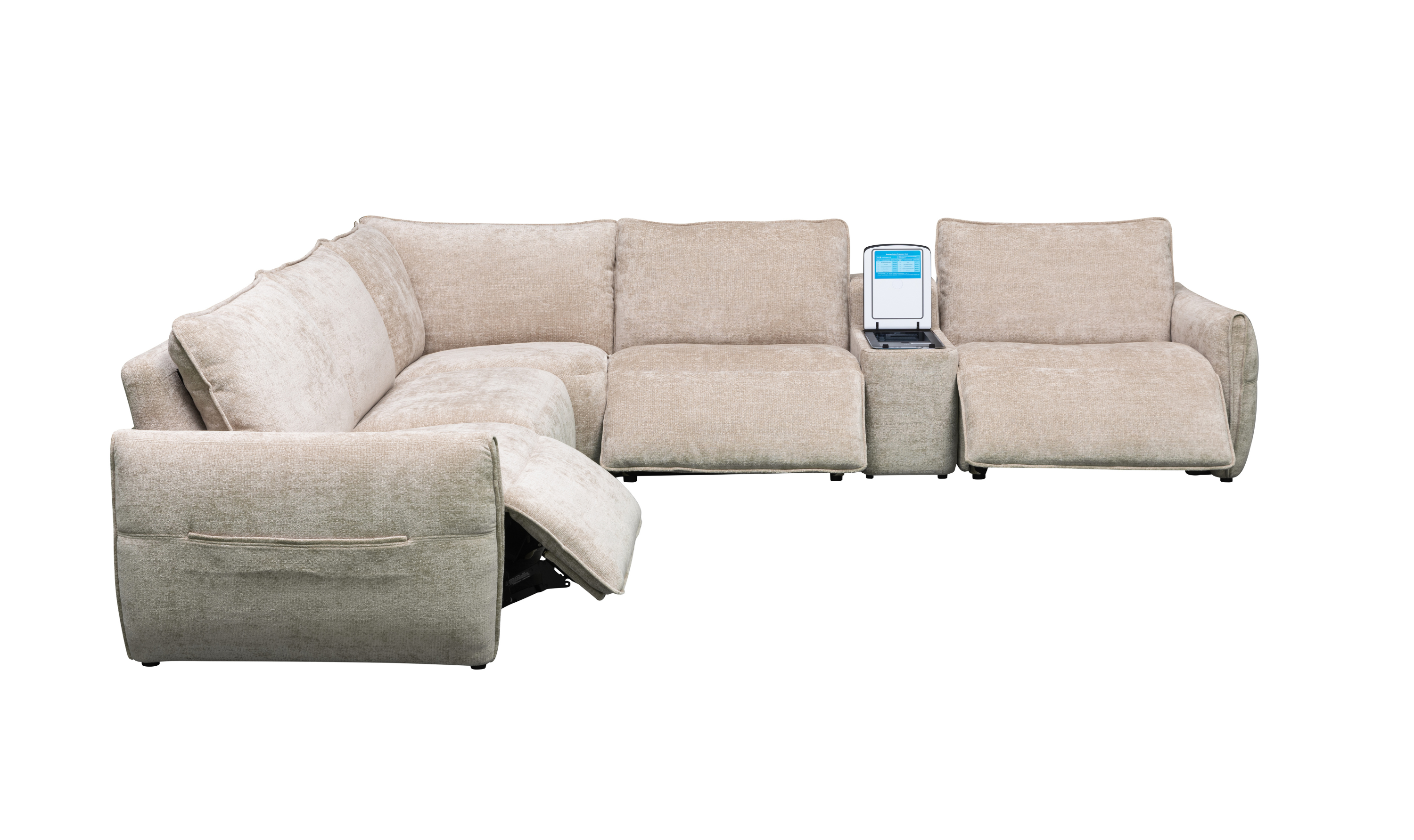 Klaussner Spazio Beige Fabric Sectional Sofa with USB Ports