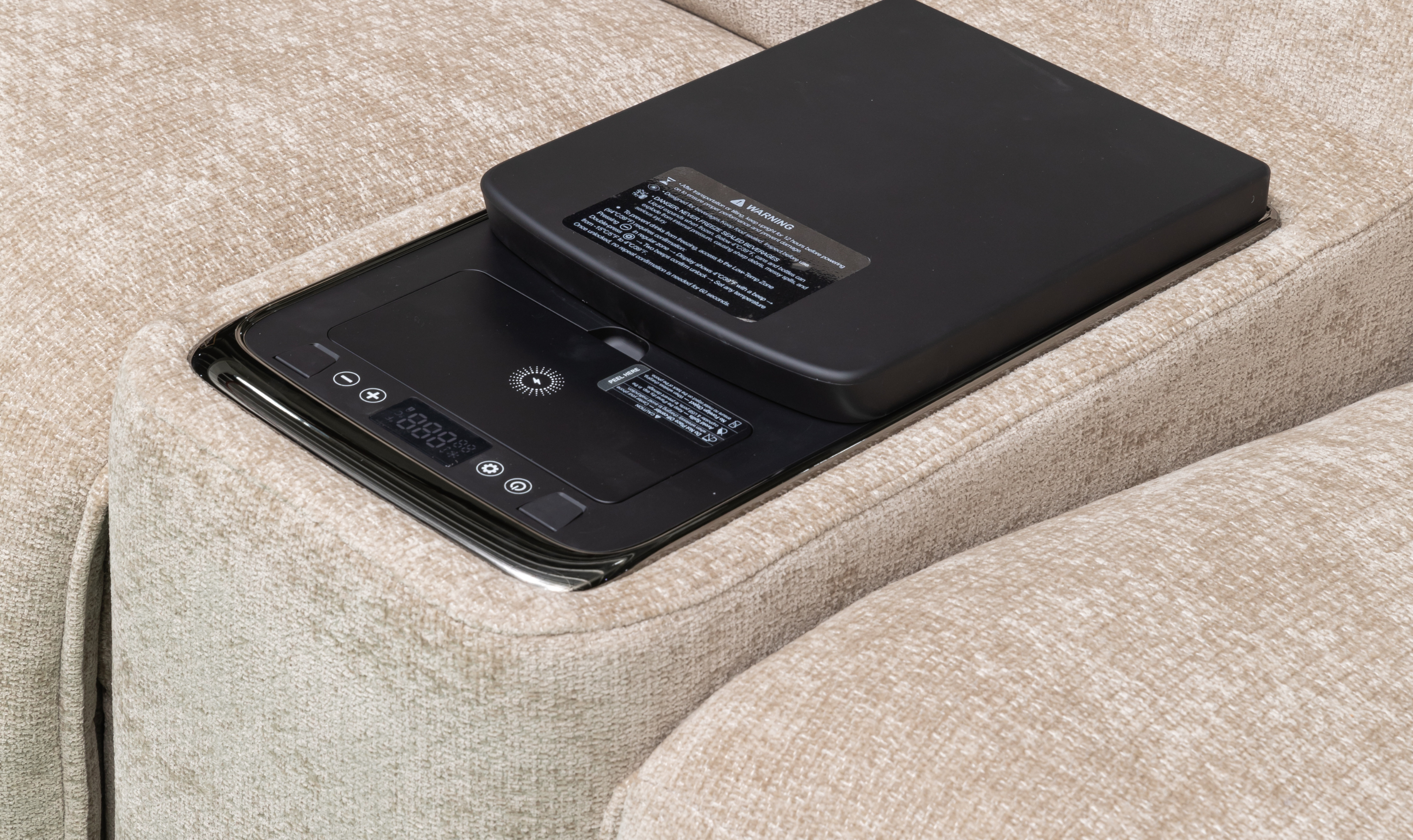 Klaussner Spazio Beige Fabric Sectional Sofa with USB Ports
