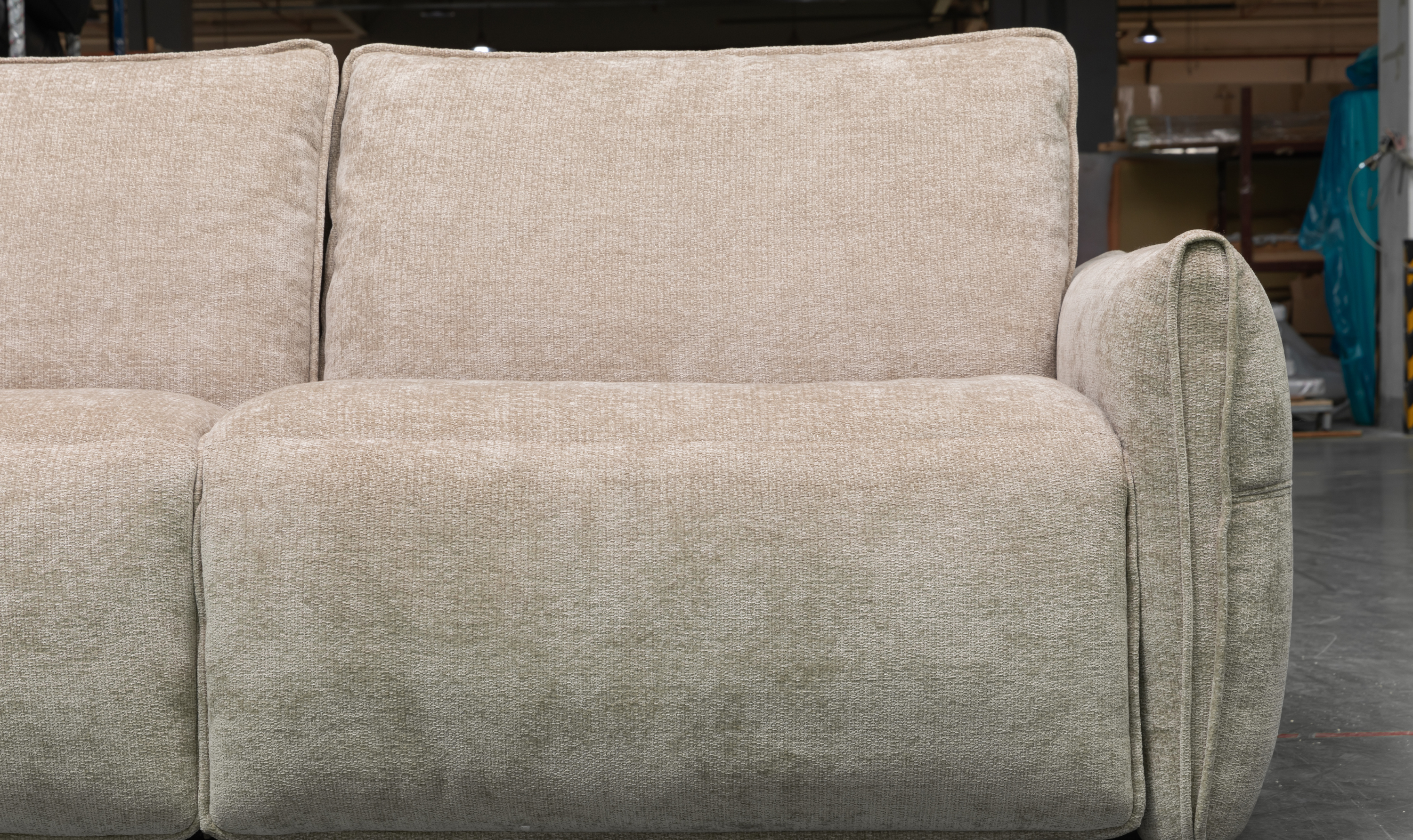 Klaussner Spazio Beige Fabric Sectional Sofa with USB Ports