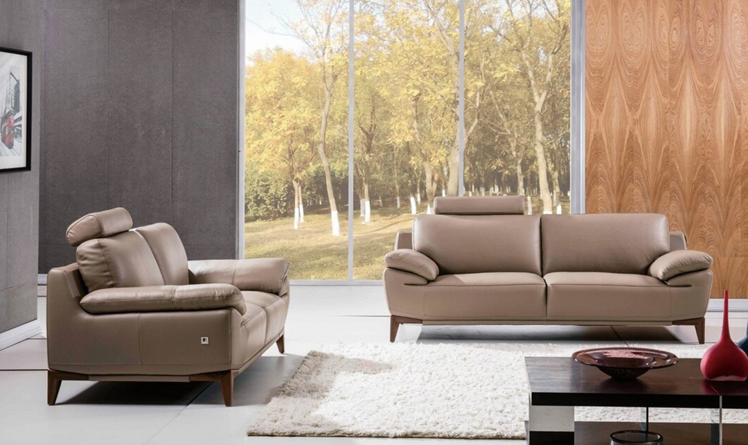 Gio Italia Galina Leather Living Room Set with Adjustable Headrests