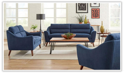 Gano Living Room Set in Blue