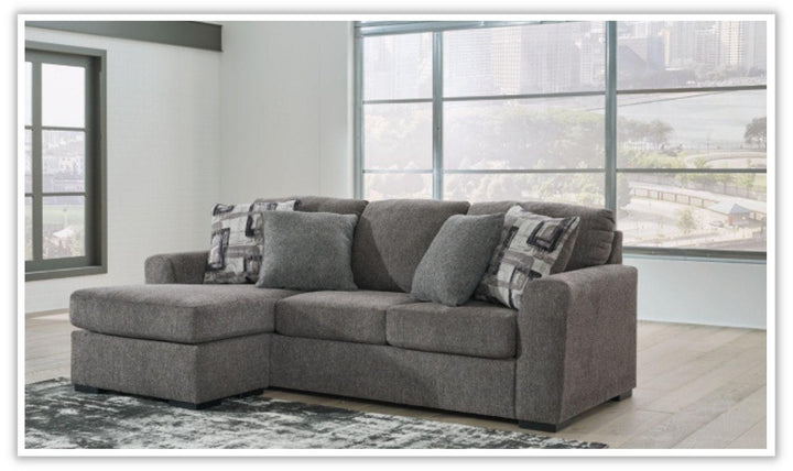 Gardiner Gray Fabric Sofa Chaise with Cushioned Arms