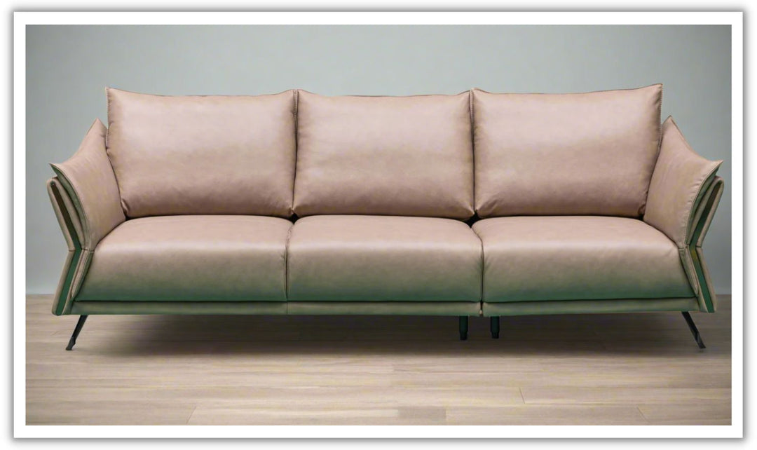 Klaussner Giada 3-Seater Brown Leather Sofa with Attached Back Cushion