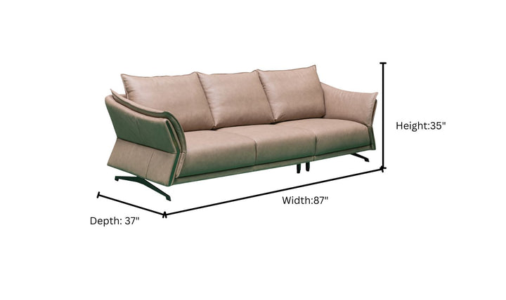 Klaussner Giada 3-Seater Brown Leather Sofa with Attached Back Cushion