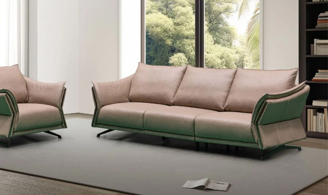 Klaussner Giada 3-Seater Brown Leather Sofa with Attached Back Cushion