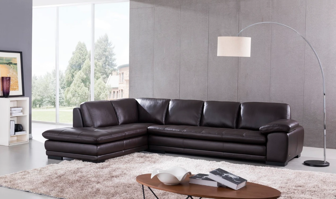 Gio Italia Block Leather L-Shaped Sectional Sofa