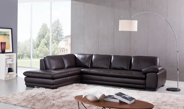 Gio Italia Block Leather L-Shaped Sectional Sofa