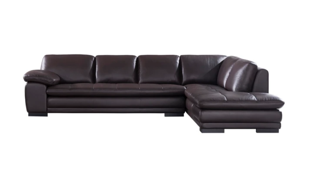 Gio Italia Block Leather L-Shaped Sectional Sofa