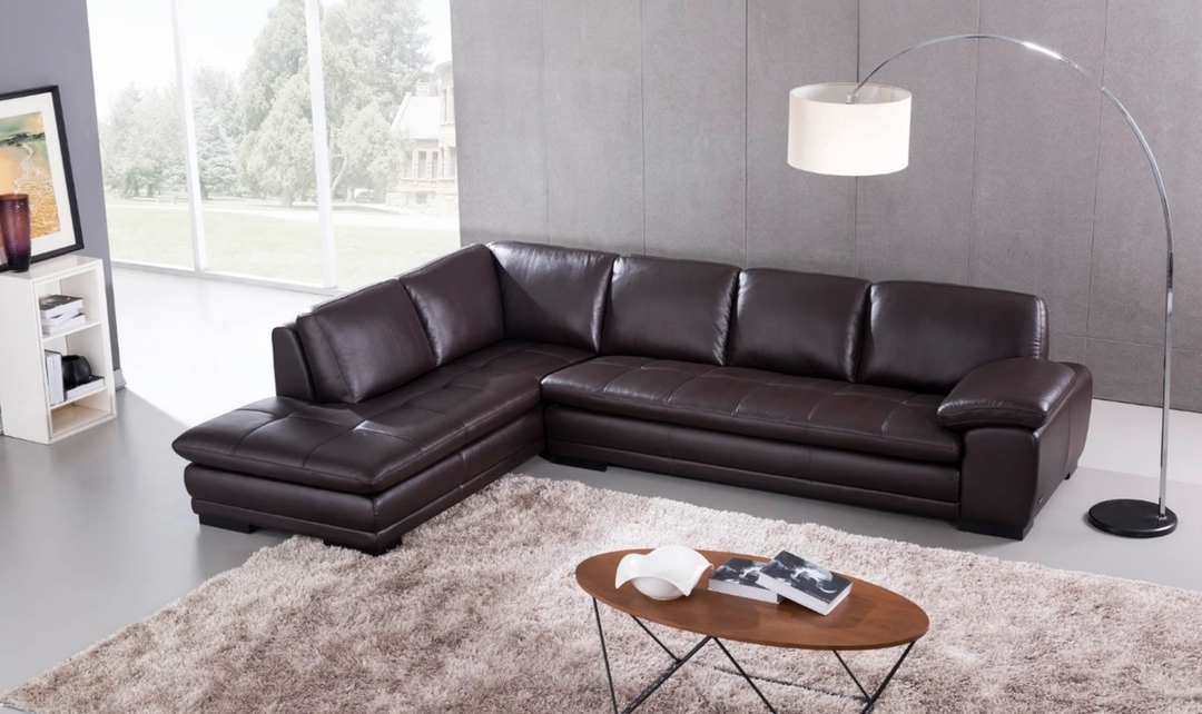 Gio Italia Block Leather L-Shaped Sectional Sofa