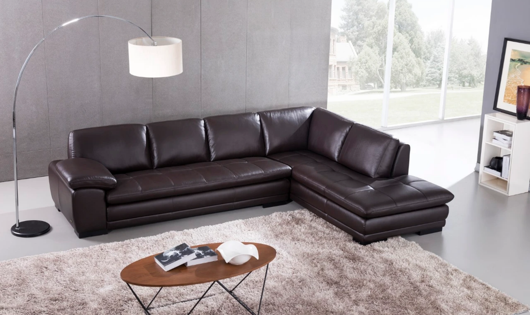 Gio Italia Block Leather L-Shaped Sectional Sofa