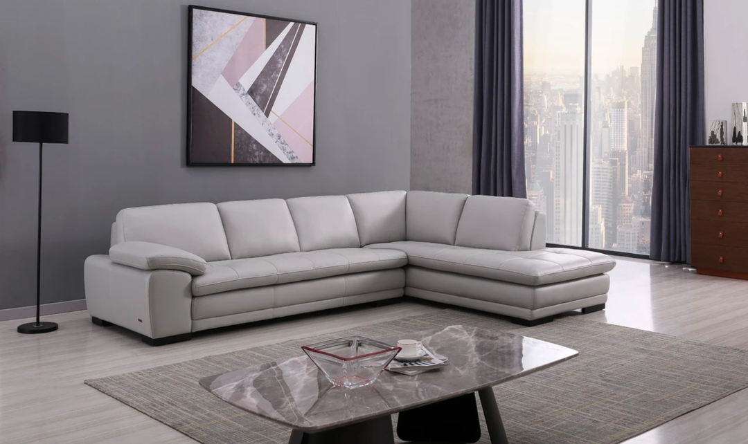 Gio Italia Block Leather L-Shaped Sectional Sofa