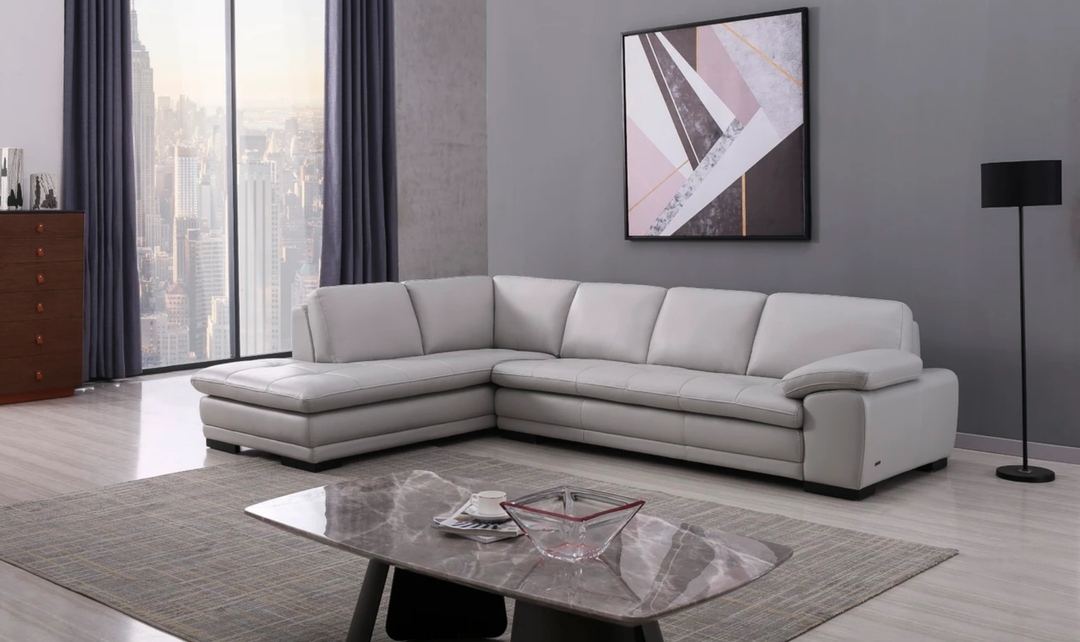 Gio Italia Block Leather L-Shaped Sectional Sofa