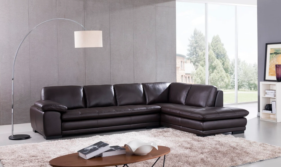 Gio Italia Block Leather L-Shaped Sectional Sofa