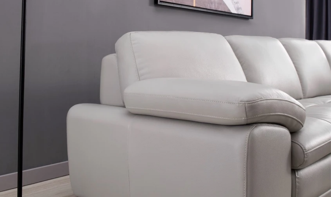 Gio Italia Block Leather L-Shaped Sectional Sofa
