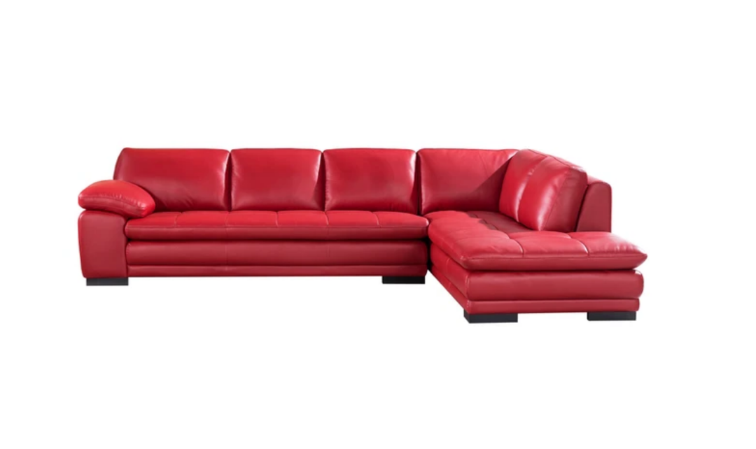 Gio Italia Block Leather L-Shaped Sectional Sofa