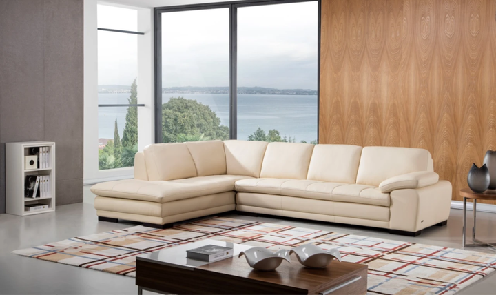 Gio Italia Block Leather L-Shaped Sectional Sofa