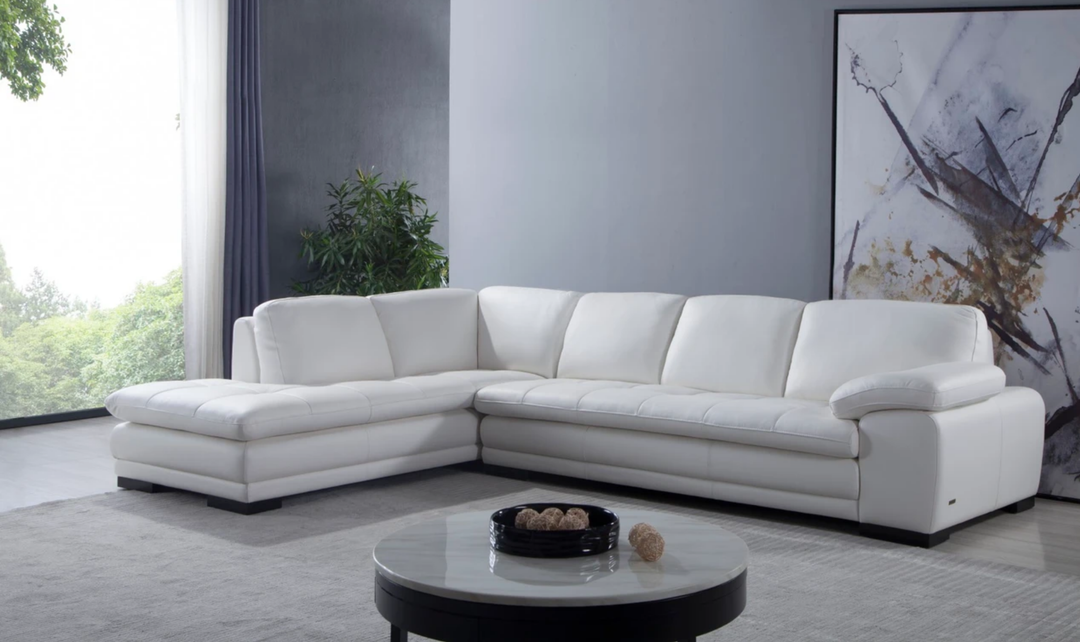 Gio Italia Block Leather L-Shaped Sectional Sofa