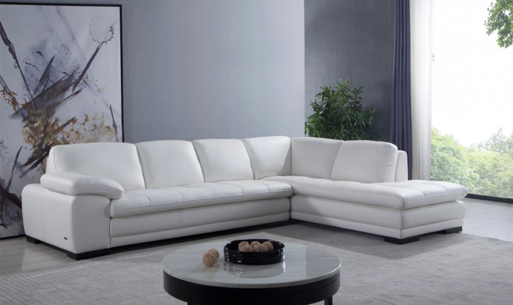 Gio Italia Block Leather L-Shaped Sectional Sofa