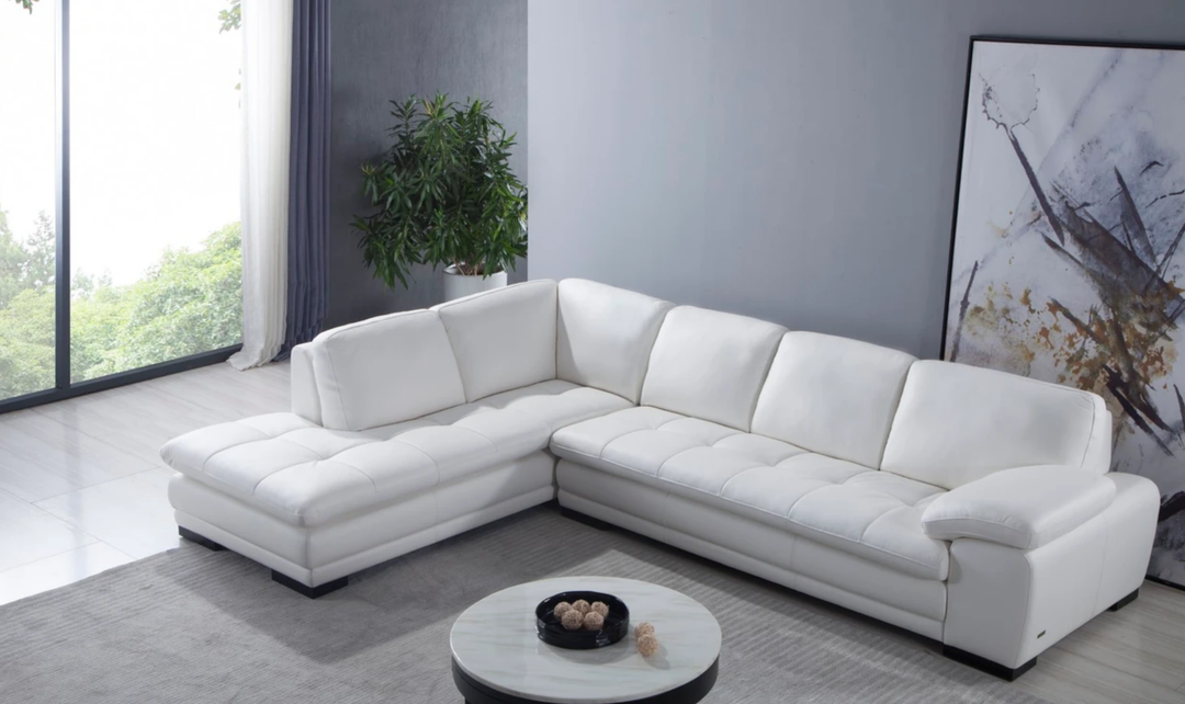 Gio Italia Block Leather L-Shaped Sectional Sofa