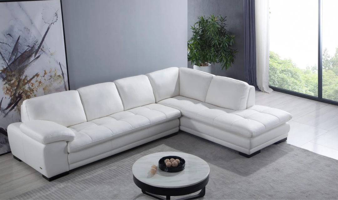 Gio Italia Block Leather L-Shaped Sectional Sofa