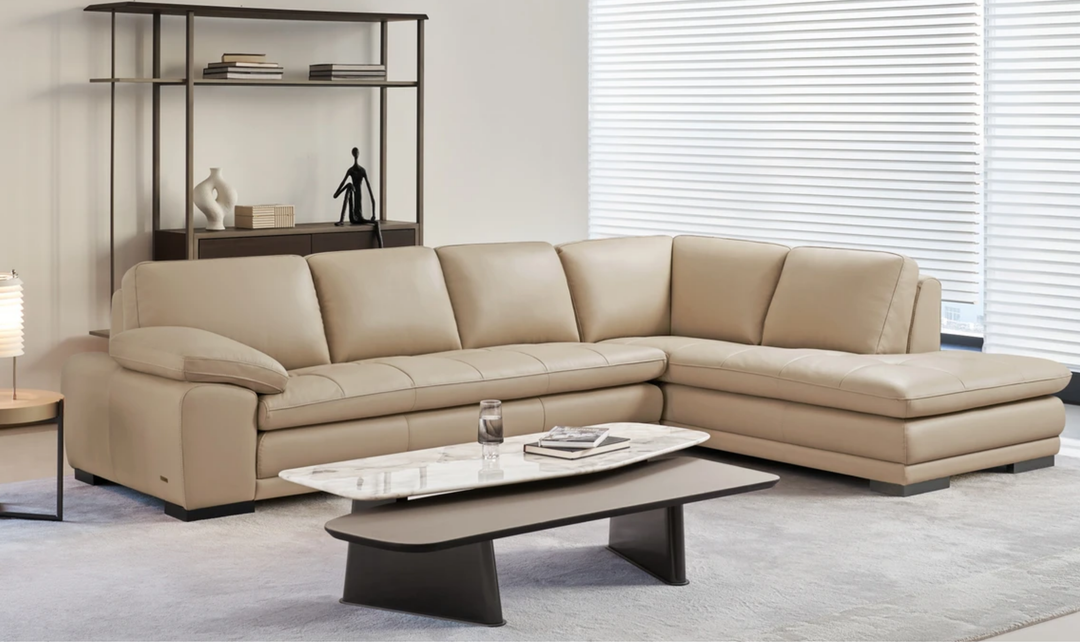 Gio Italia Block Leather L-Shaped Sectional Sofa
