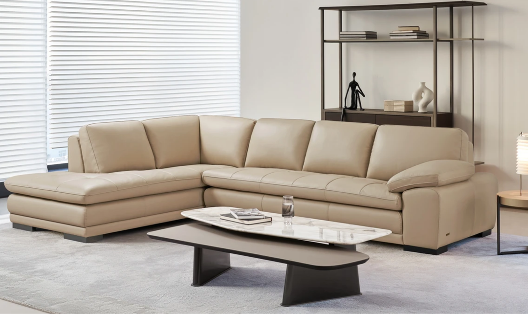 Gio Italia Block Leather L-Shaped Sectional Sofa