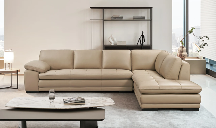 Gio Italia Block Leather L-Shaped Sectional Sofa