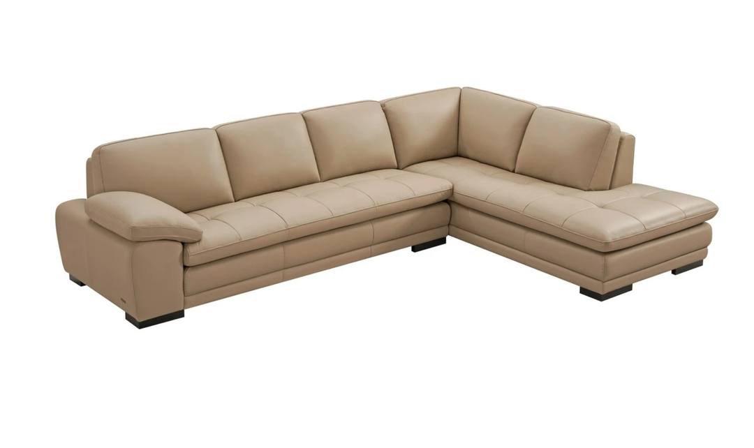 Gio Italia Block Leather L-Shaped Sectional Sofa