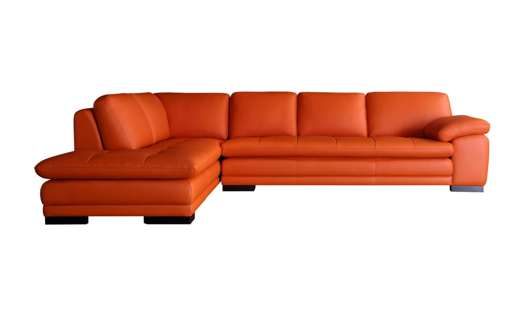 Gio Italia Block Leather L-Shaped Sectional Sofa