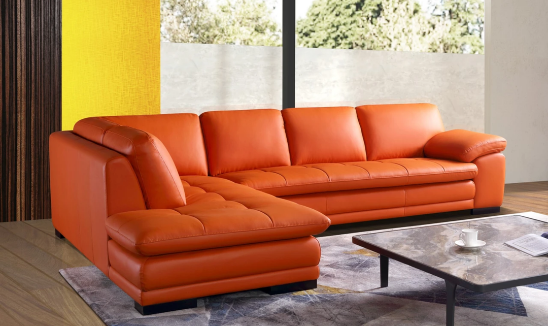 Gio Italia Block Leather L-Shaped Sectional Sofa