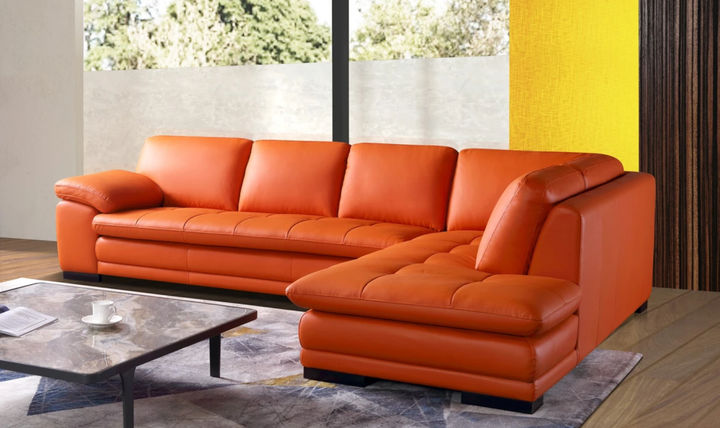 Gio Italia Block Leather L-Shaped Sectional Sofa
