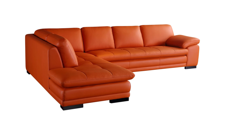Gio Italia Block Leather L-Shaped Sectional Sofa