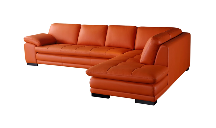 Gio Italia Block Leather L-Shaped Sectional Sofa