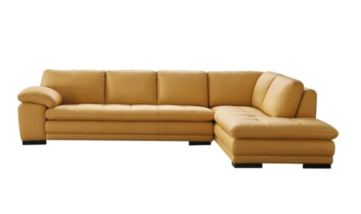 Gio Italia Block Leather L-Shaped Sectional Sofa