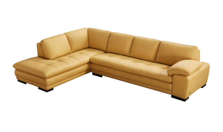 Gio Italia Block Leather L-Shaped Sectional Sofa