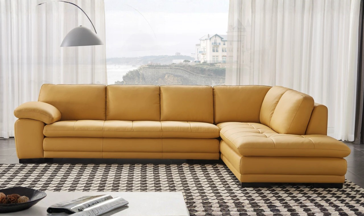 Gio Italia Block Leather L-Shaped Sectional Sofa