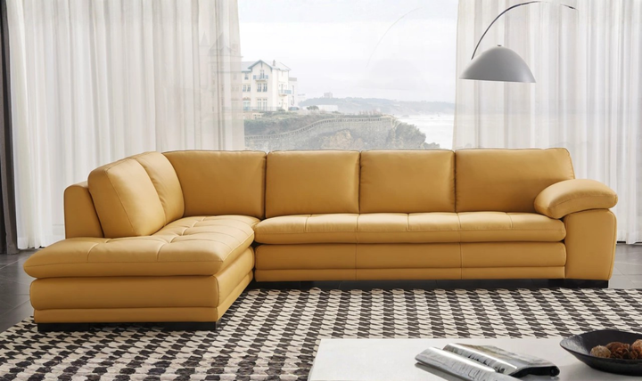 Gio Italia Block Leather L-Shaped Sectional Sofa