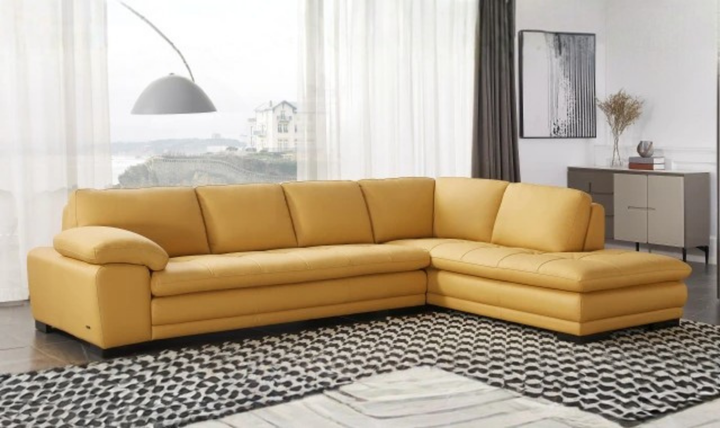 Gio Italia Block Leather L-Shaped Sectional Sofa