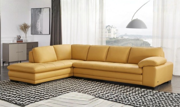 Gio Italia Block Leather L-Shaped Sectional Sofa