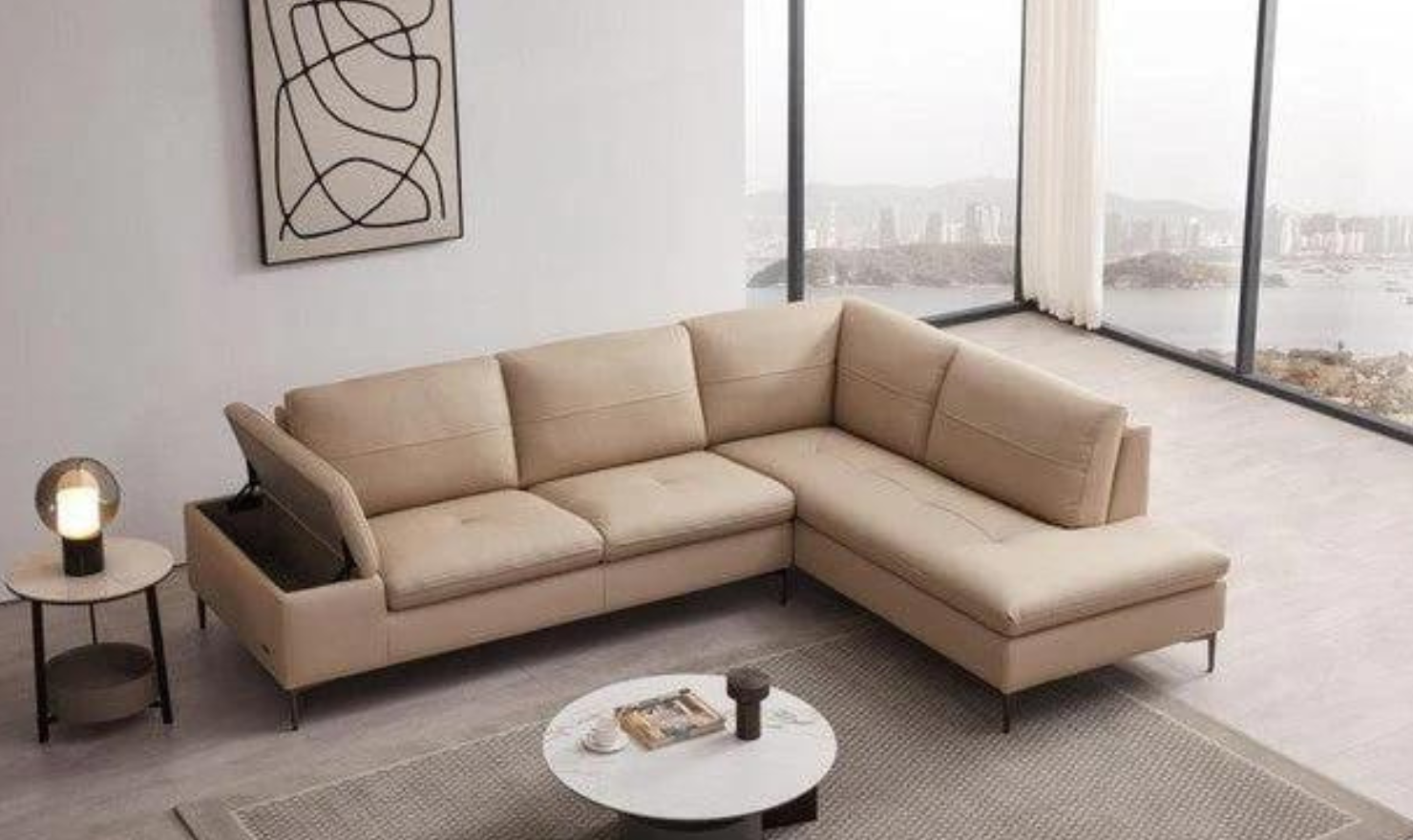 Gio Italia Decker 3-Seater L-Shape Sectional Sofa with Storage Arms