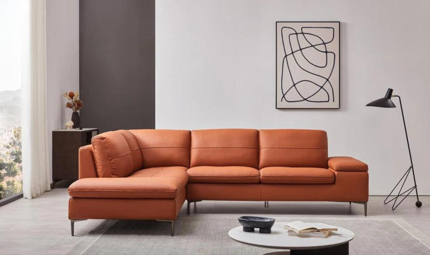 Gio Italia Decker 3-Seater L-Shape Sectional Sofa with Storage Arms