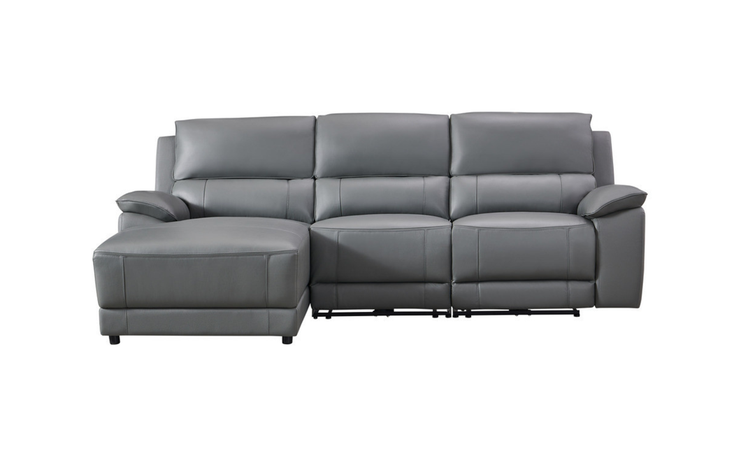 Gio Italia Hailey Adobe Leather Power Recliner Sofa in Gray-Jennifer furniture 