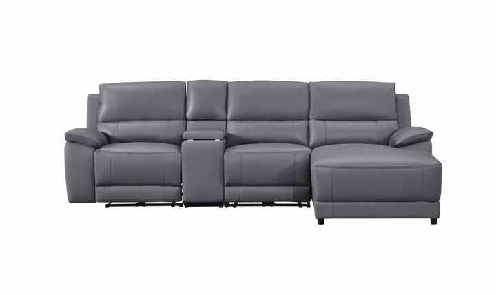 Gio Italia Hailey Adobe Leather Power Recliner Sofa in Gray-Jennifer furniture 