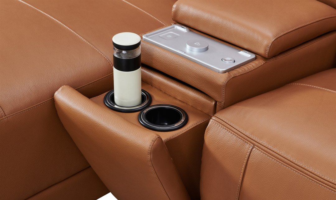 Gio Italia Hailey Adobe Leather Power Recliner Sofa in Gray-Jennifer furniture 