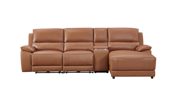 Gio Italia Hailey Adobe Leather Power Recliner Sofa in Gray