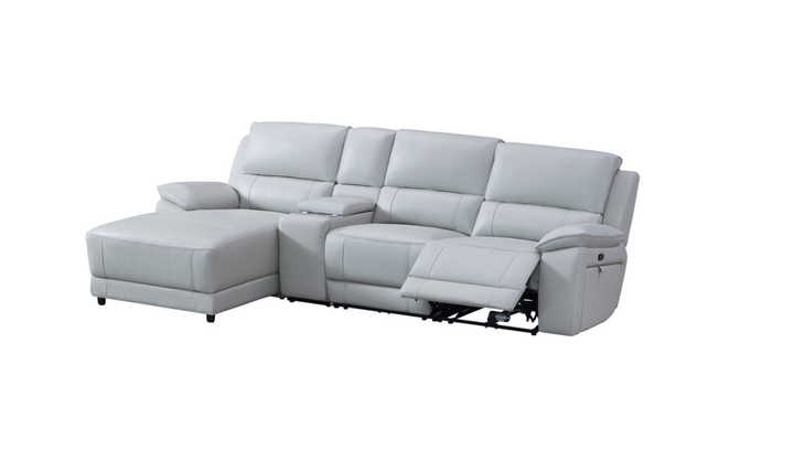 Gio Italia Hailey Adobe Leather Power Recliner Sofa in Gray
